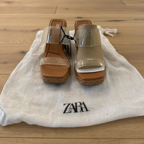 NWT Zara Clear Strap Platform Espadrilles Sandals Sz 8 - Picture 4 of 6